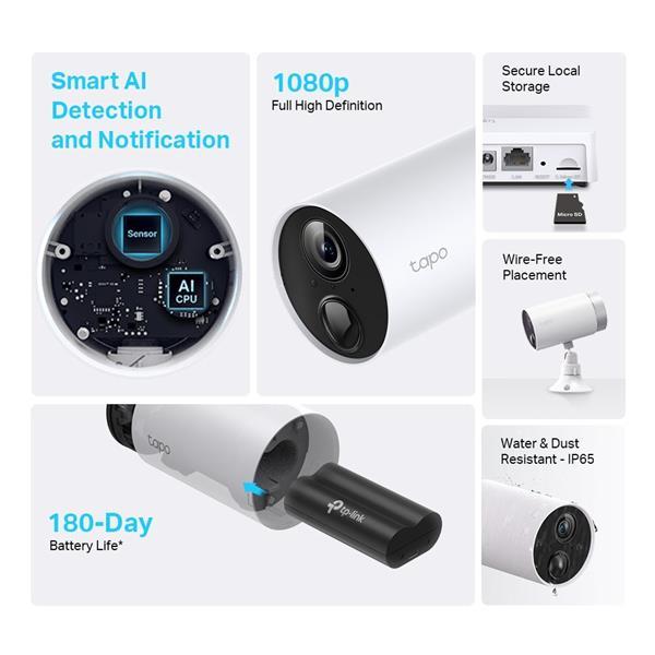TP-LINK &quot;Smart Wire-Free Security Camera System, 2 Camera System2×Tapo C400 + 1×Tapo H200SPEC: 1080p (1920*1080), 2.4 0