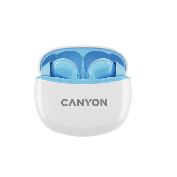 Canyon TWS-5, True Wireless Bluetooth slúchadlá do uší, USB-C nabíjanie, nabíjacia stanica v kazete, modré2