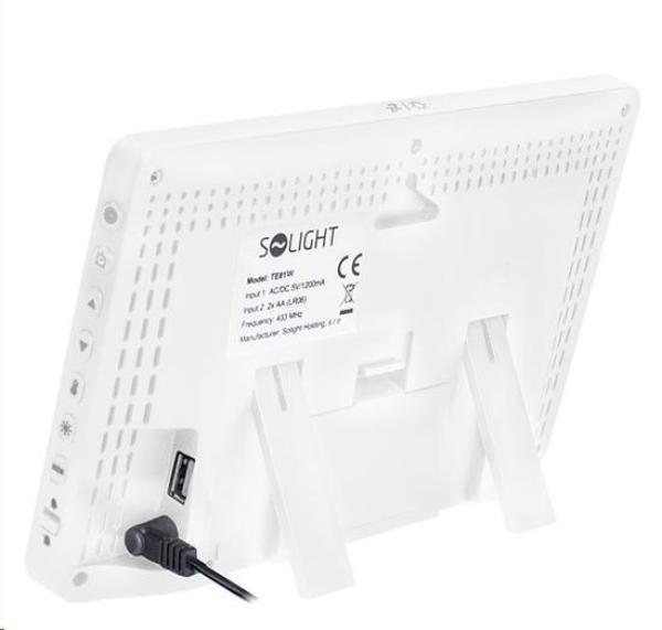 Solight TE81W meteostanice,  extra velký barevný LCD,  teplota,  vlhkost,  tlak,  RCC,  USB nabíjení,  bílá0