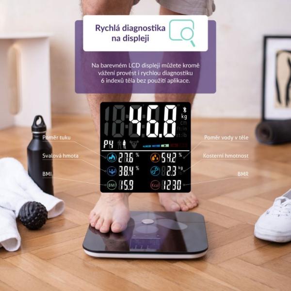 TrueLife FitScale W7 BT - Bioelektrická impedanční bluetooth váha - černá1