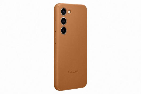 Samsung Kožený zadný kryt pre Samsung Galaxy S23 Camel3