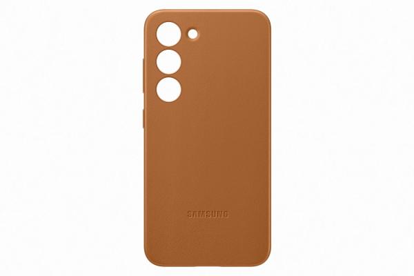 Samsung Kožený zadný kryt pre Samsung Galaxy S23 Camel4