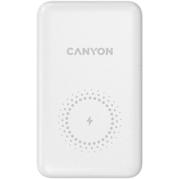 Canyon PB-1001, Powerbank, Li-Pol, 10.000 mAh, Vstup: 1x USB-C, 1x Lightning, Výstup: 1x USB-A, 1x USB-C, bezdr. nab 10W