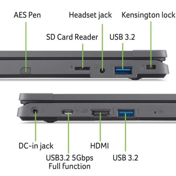 Acer TravelMate B3/ Spin B3/ N100/ 11, 6&quot;/ FHD/ T/ 4GB/ 128GB SSD/ UHD/ W11P EDU/ Black/ 2R9