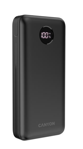 Canyon PB-2002, Powerbank, Li-Pol, 20.000 mAh, Digitálny displej, Vstup: 1x USB-C, Výstup: 1x USB-C a 2x USB-A, čierna1