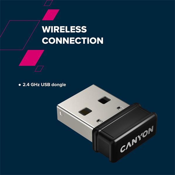 Canyon SET-W5, Wireless bezdrôtové combo - multimed. klávesnica, SK/CZ + opt. myš až 1600 dpi, čierna so zelenými prvkam8