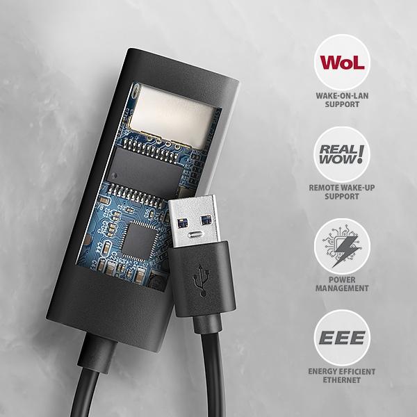 AXAGON ADE-AR, USB-A 3.2 Gen 1 - Gigabit Ethernet sieťová karta, Realtek 8153, auto inštal4