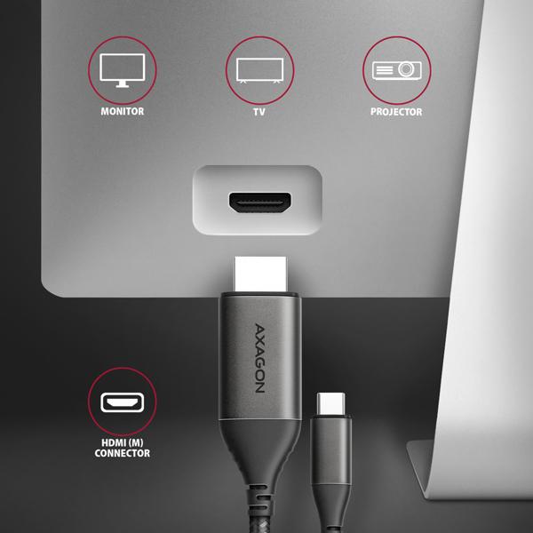 AXAGON RVC-HI2MC, USB-C -> HDMI 2.0a redukcia / kábel 1.8m, 4K/ 60Hz HDR106