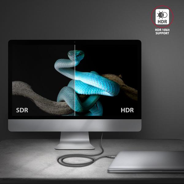AXAGON RVC-HI2MC, USB-C -> HDMI 2.0a redukcia / kábel 1.8m, 4K/ 60Hz HDR107