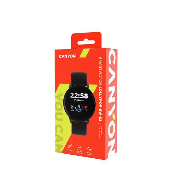 Canyon SW-63, Lollypop, smart hodinky, BT, fareb. LCD displej 1.3´´, vodotes. IP68, multišport. režim, čierne-6