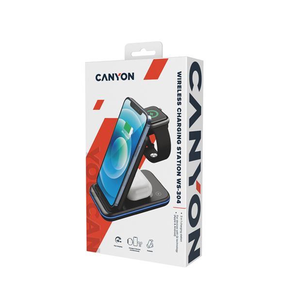 Canyon WS-304, 3v1, bezdrôtová Qi nabíjacia stanica pre 3 zariadenia simultánne, čierna8