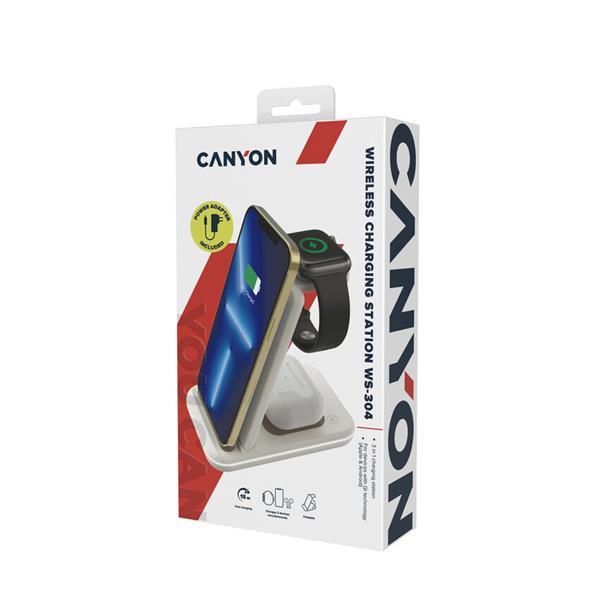 Canyon WS-304, 3v1, bezdrôtová Qi nabíjacia stanica pre 3 zariadenia simultánne, biela8