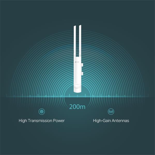 300 Mbps Outdoor Wi-Fi Access Point PORT: 1× 10/100 Mbps RJ45 Port SPEED: 300 Mbps at 2.4 GHz FEATURE: 802.3af PoE, 2× E4