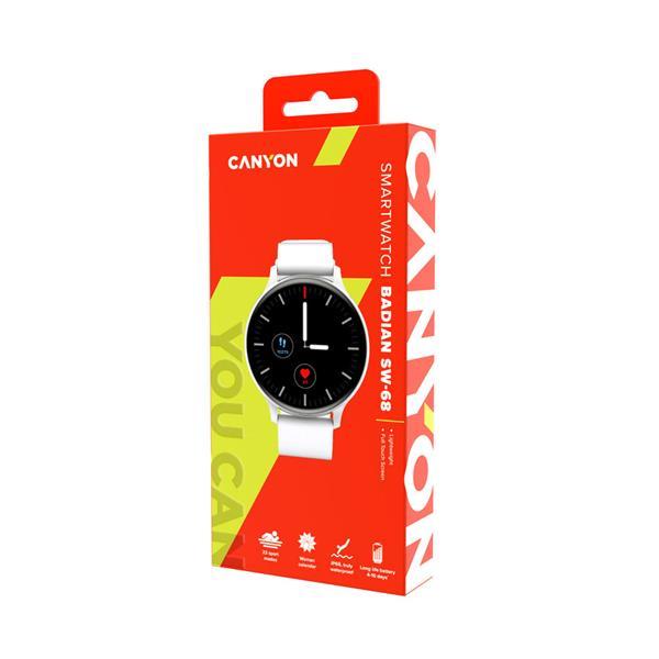 Canyon SW-68, Badian smart hodinky, BT, fareb. LCD displej 1.28´´, vodotes. IP68, 22 športov, biele11