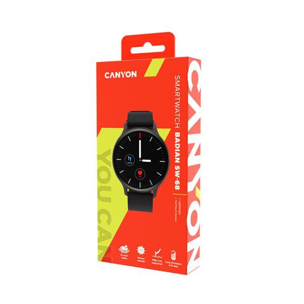 Canyon SW-68, Badian smart hodinky, BT, fareb. LCD displej 1.28´´, vodotes. IP68, 22 športov, čierne3