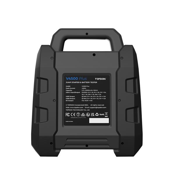 TOPDON štartér a tester autobatérie V4500Plus/ 32000mAh(120Wh)/ max. výstupný prúd 4500A/ / IP653