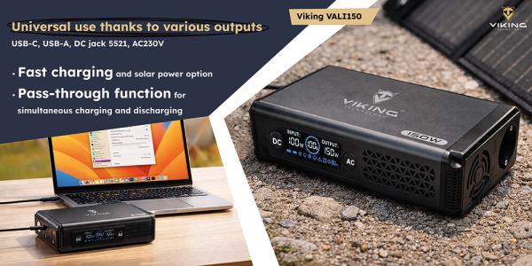 Batériový generátor Viking VALI150/ batéria 148Wh/ Output:1xAC, 2xUSB-A, 2xDC5521/ LED svietidlo12