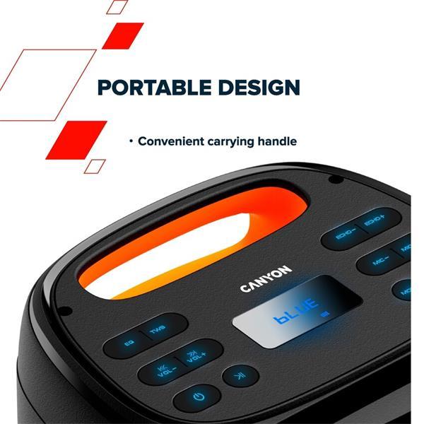 Canyon OnFun 5, PBSP-5, prenosný Bluetooth Párty reproduktor s ekvalizérom a RGB osvetlením5