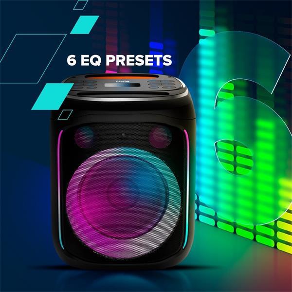 Canyon OnFun 5, PBSP-5, prenosný Bluetooth Párty reproduktor s ekvalizérom a RGB osvetlením6