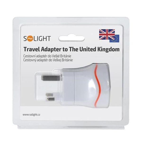 Solight cestovní adaptér pro použití ve Velké Británii,  typ G3