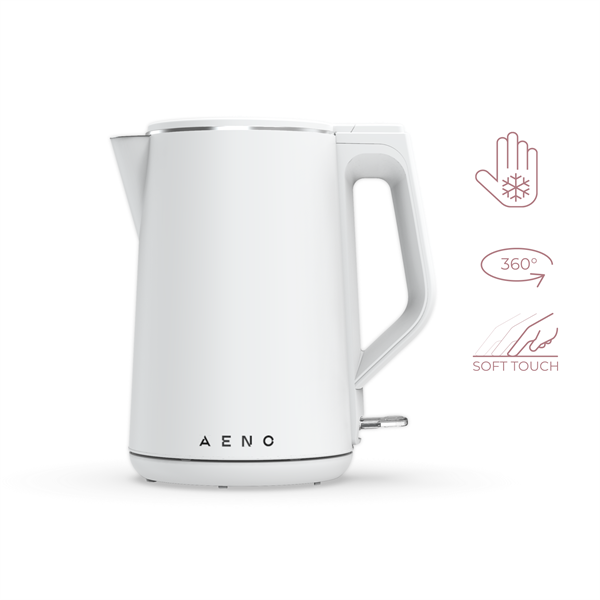 AENO Rychlovarná kanvica EK2 - 1,5l, 2200W, biela, Strix, dvojvrstvá stena, auto vypnutie