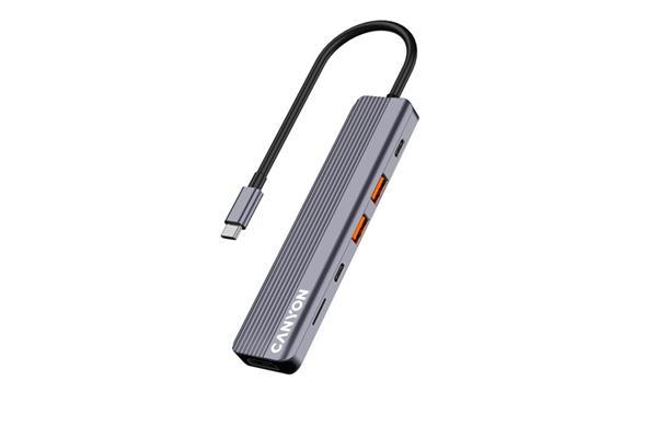 Canyon DS-17, Multiport Docking Station, 6 portov, 1xUSB-C 100W+2xUSB3.0+ 1xHDMI+čítačka kariet3