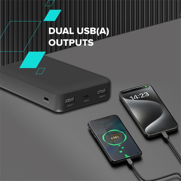Canyon OnPower 200, Powerbank, 20.000 mAh, LED indikátor, in: 1x USB-C/1x microUSB, out: 1x USB-C a 2x USB-A 12