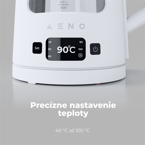 AENO Rychlovarná kanvica EK6 - 1,7l, Strix,dvojité steny, funkcia udržiavania tepla, LEDdisplej,auto vyp23
