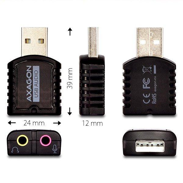 AXAGON ADA-10, USB 2.0 - externá zvuková karta MINI, 48kHz/16-bit stereo, vstup USB-A 3