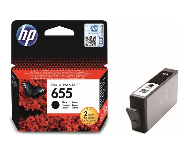 HP 655 Black Ink Cart,  14 ml,  CZ109AE (550 pages)