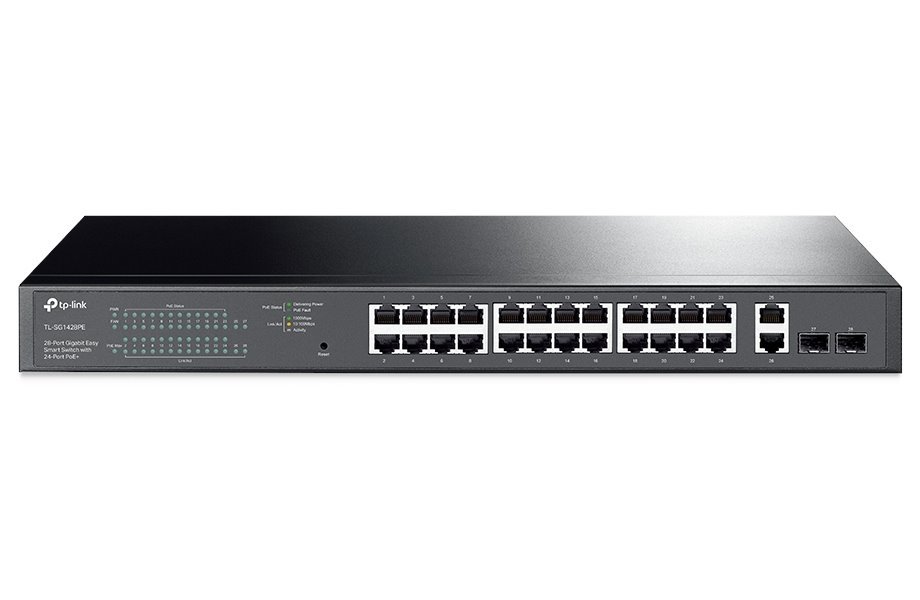 TP-Link TL-SG1428PE 24xGb POE+ 250W, 2xGb nonPOE, 2xSFP rack switch0 