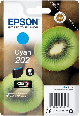 EPSON ink Cyan 202 Premium - singlepack, 4, 1ml, 300s, standard0 