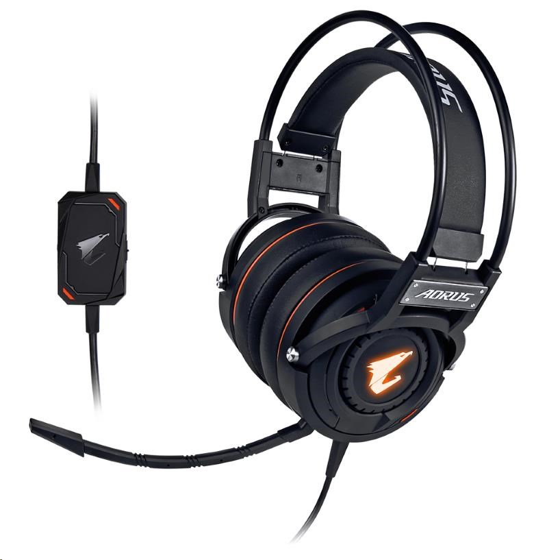 GIGABYTE sluchátka s mikrofonem headset AURUS H5,  wired,  RGB Lighting,  USB/ 3.5mm1 