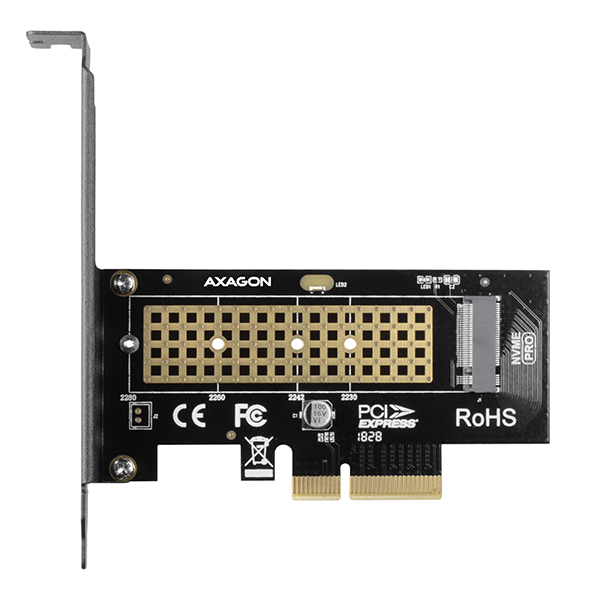 AXAGON PCEM2-N, PCIe x4 - M.2 NVMe M-key slot adaptér, vr. LP3 
