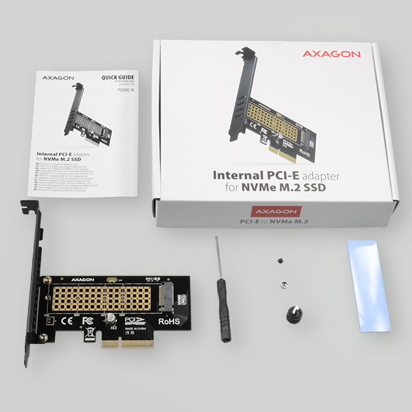 AXAGON PCEM2-N, PCIe x4 - M.2 NVMe M-key slot adaptér, vr. LP6 