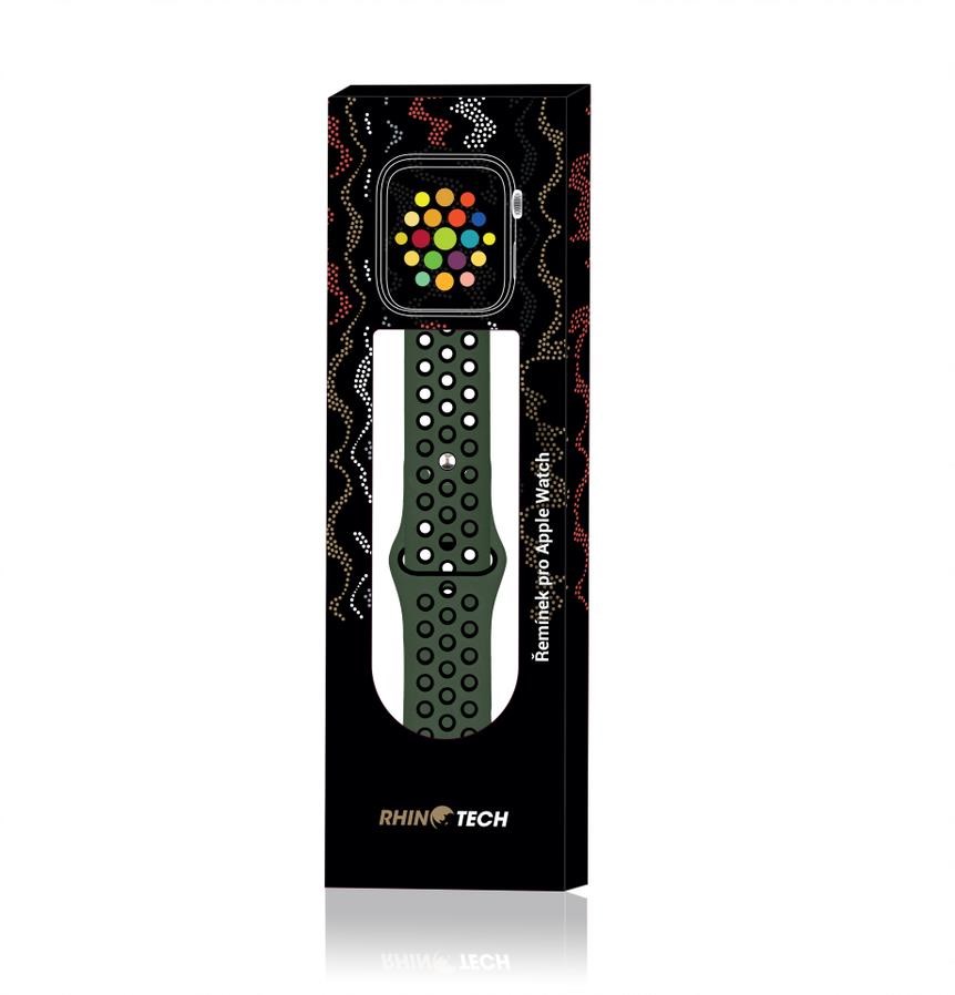 RhinoTech sportovní řemínek pro Apple Watch 42 / 44mm Olivovo-černá2 