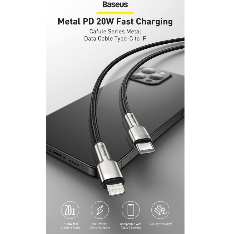 Baseus Cafule Series USB-C na Lightning PD 20W 2m nabíjací/ dátový kábel,  biely11 