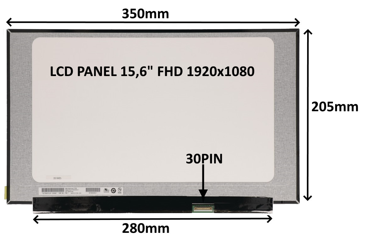 LCD PANEL 15, 6" FHD 1920x1080 30PIN MATNÝ IPS / BEZ ÚCHYTOV0 