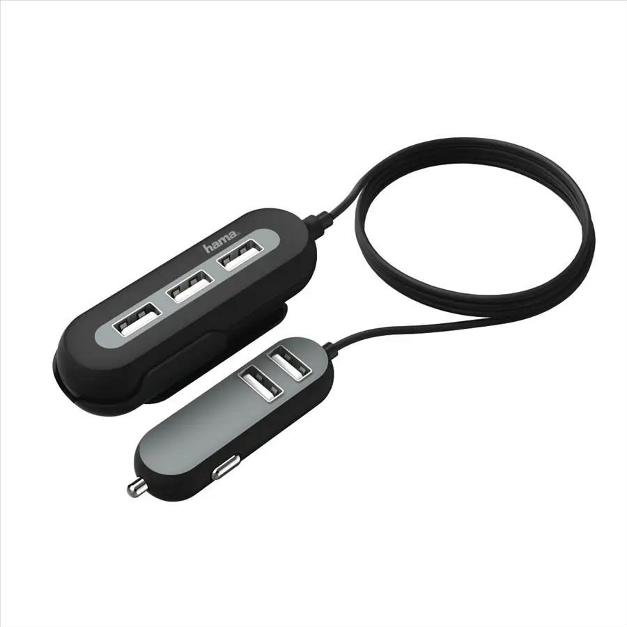 Nabíjačka Hama USB do vozidla 2+3, AutoDetect, 10 A, 2 m0 