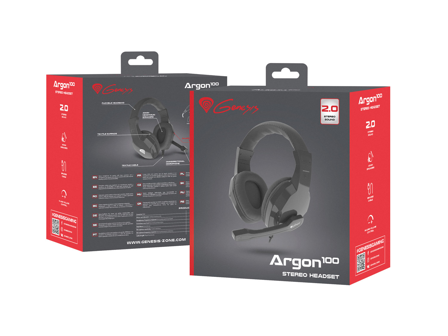 Herní stereo sluchátka Genesis Argon 100, černé, 1x jack 4-pin1 