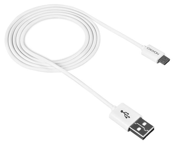 Canyon UM-1, 1m kábel USB 2.0 / micro USB, biely0 