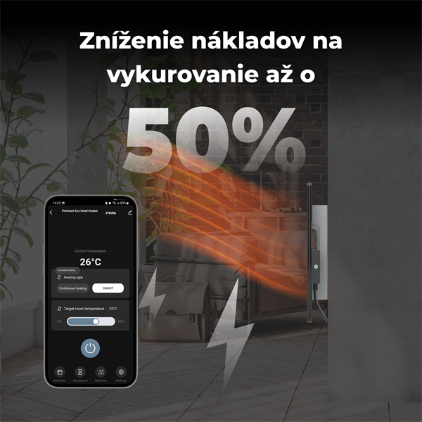 AENO AGH2S Premium Eco Smart Ohrievač čierny, WI-FI, max 700W, Infra5 