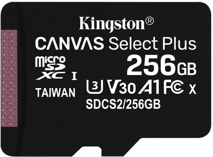 Kingston CANVAS SELECT PLUS/ micro SDXC/ 256GB/ 100MBps/ UHS-I U3 / Class 100 