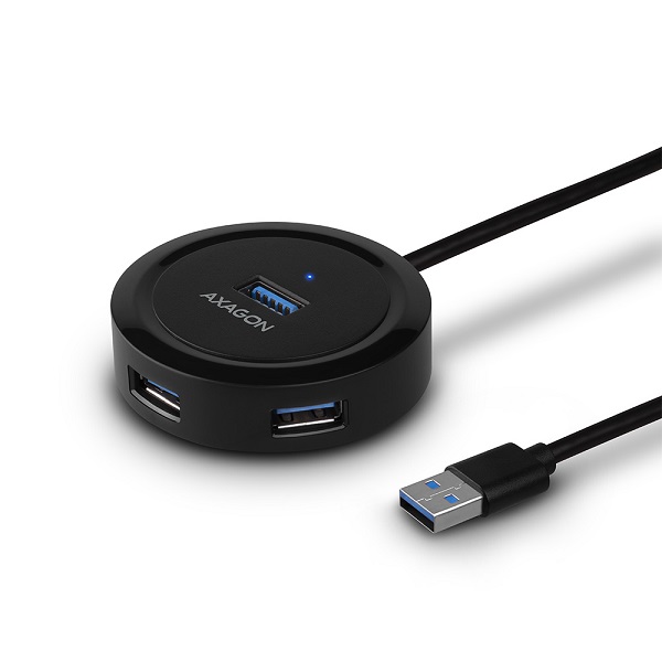AXAGON HUE-P1A, 4x USB 3.2 Gen 1 ROUND hub, micro USB napájací konektor, kábel USB-A 30cm0 