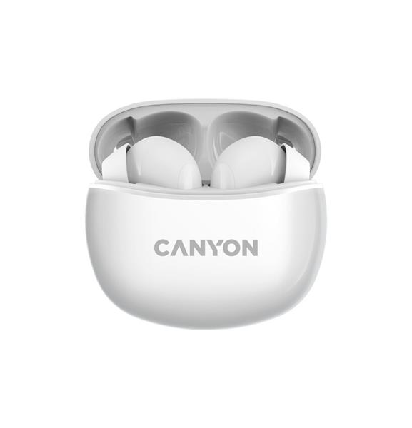 Canyon TWS-5, True Wireless Bluetooth slúchadlá do uší, USB-C nabíjanie, nabíjacia stanica v kazete, biele2 