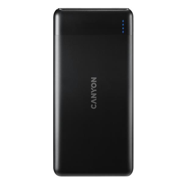 Canyon PB-107, Powerbank, Li-Pol, 10.000 mAh, Vstup: 1x Micro-USB, 1x USB-C, Výstup: 1x USB-A, 1x USB-C, čierna0 