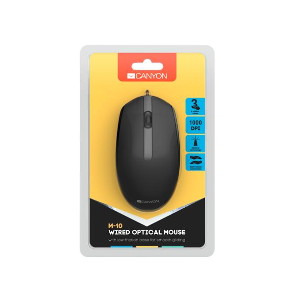 Canyon M-10, prémiová optická myš, USB, 1.000 dpi, 3 tlač, čierna3 