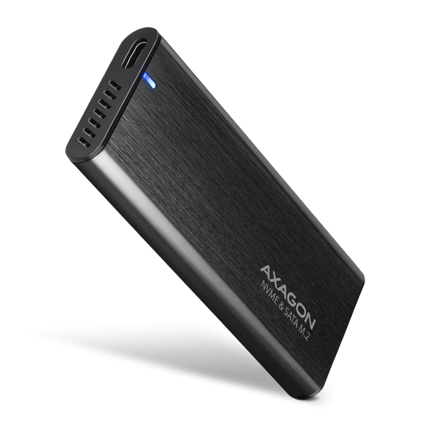 AXAGON EEM2-SB2, USB-C 3.2 Gen 2 - M.2 NVMe & SATA SSD kovový RAW box, bezskrutkový, čierny0 
