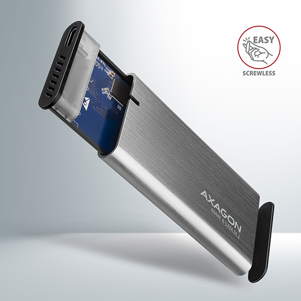 AXAGON EEM2-SB2, USB-C 3.2 Gen 2 - M.2 NVMe & SATA SSD kovový RAW box, bezskrutkový, čierny15 