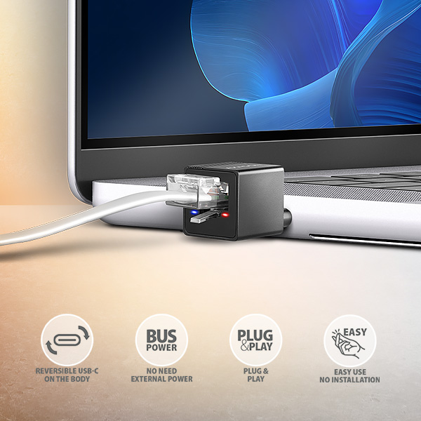 AXAGON ADE-MINIC,  USB-C 3.2 Gen 1 - Gigabit Ethernet MINI sieťová karta,  Realtek 8153,  auto inštal,  čierna2 